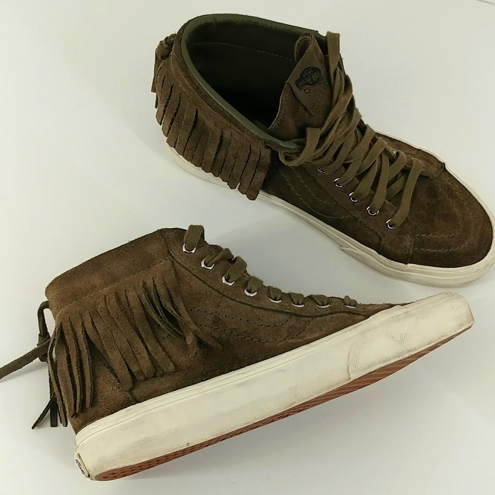 Vans Green Suede Fringe High Top Sneakers